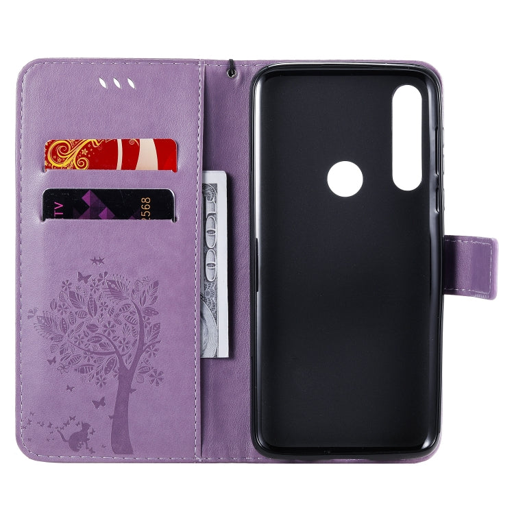 For Motorola Moto G Power Tree & Cat Embossed Pattern Horizontal Flip Leather Case with Holder & Card Slots & Wallet & Lanyard