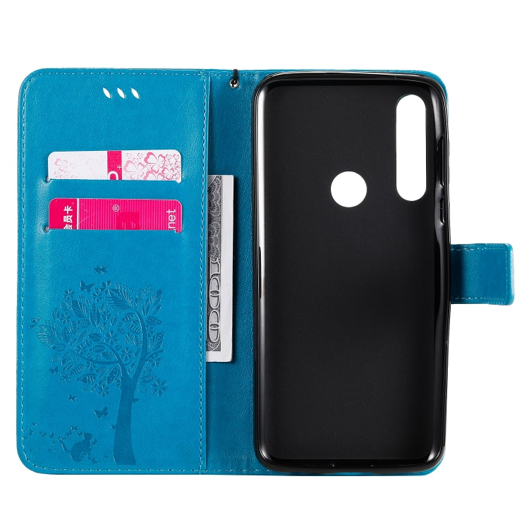 For Motorola Moto G Power Tree & Cat Embossed Pattern Horizontal Flip Leather Case with Holder & Card Slots & Wallet & Lanyard
