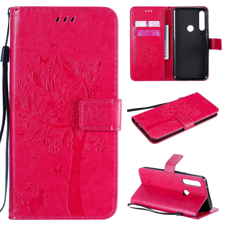 For Motorola Moto G Power Tree & Cat Embossed Pattern Horizontal Flip Leather Case with Holder & Card Slots & Wallet & Lanyard