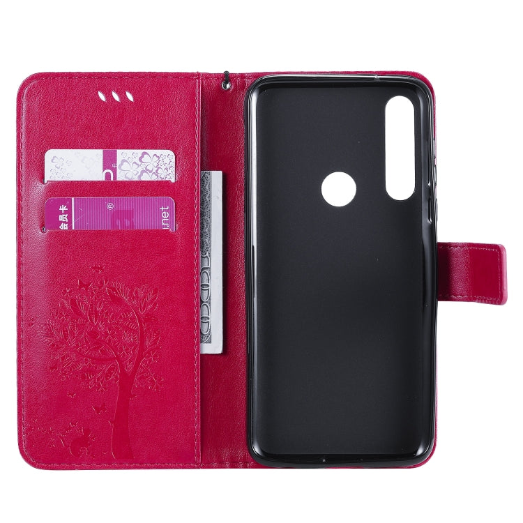 For Motorola Moto G Power Tree & Cat Embossed Pattern Horizontal Flip Leather Case with Holder & Card Slots & Wallet & Lanyard