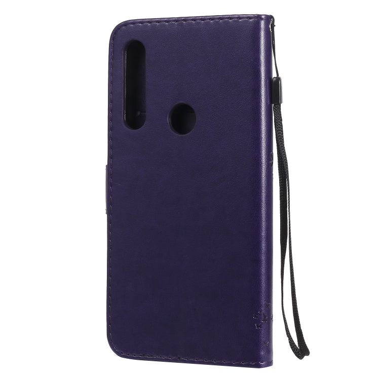 For Motorola Moto G Power Tree & Cat Embossed Pattern Horizontal Flip Leather Case with Holder & Card Slots & Wallet & Lanyard