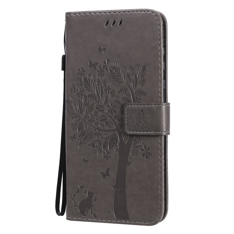 For Motorola Moto G Power Tree & Cat Embossed Pattern Horizontal Flip Leather Case with Holder & Card Slots & Wallet & Lanyard