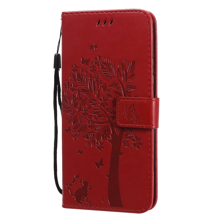For Motorola Moto G Power Tree & Cat Embossed Pattern Horizontal Flip Leather Case with Holder & Card Slots & Wallet & Lanyard