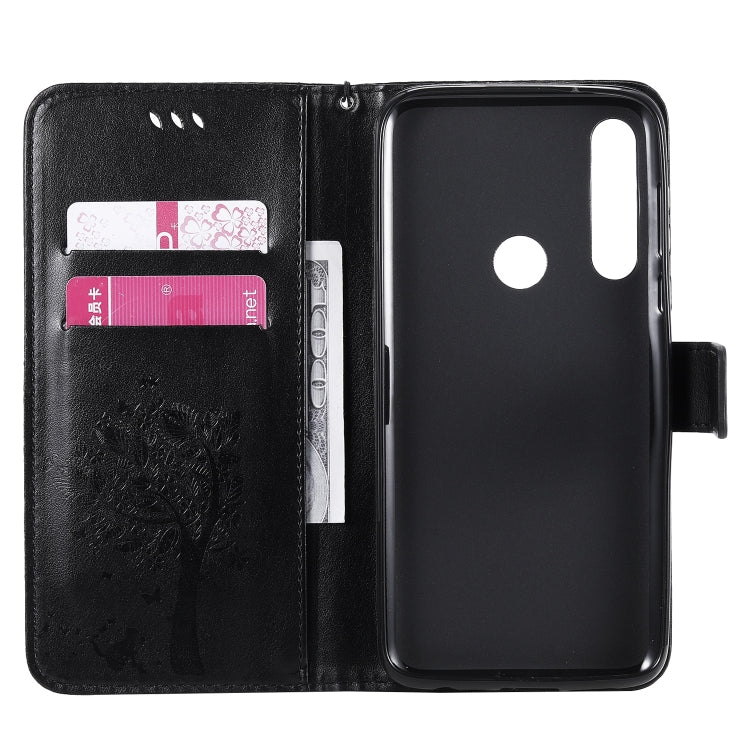 For Motorola Moto G Power Tree & Cat Embossed Pattern Horizontal Flip Leather Case with Holder & Card Slots & Wallet & Lanyard