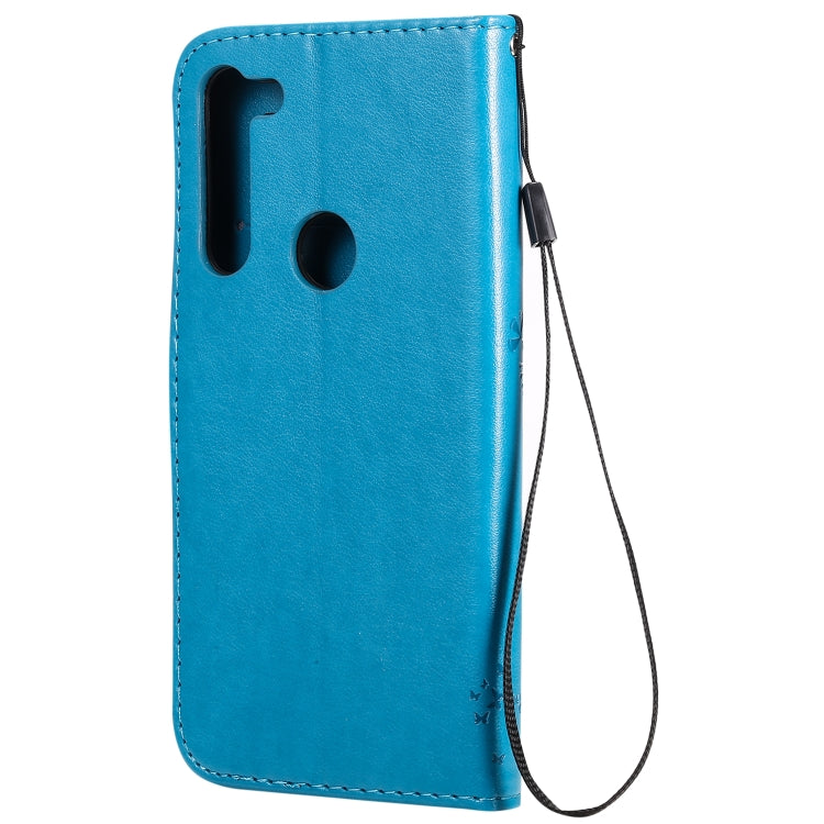 For Motorola Moto G8 Power Tree & Cat Embossed Pattern Horizontal Flip Leather Case with Holder & Card Slots & Wallet & Lanyard