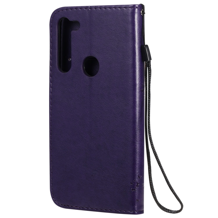 For Motorola Moto G8 Power Tree & Cat Embossed Pattern Horizontal Flip Leather Case with Holder & Card Slots & Wallet & Lanyard