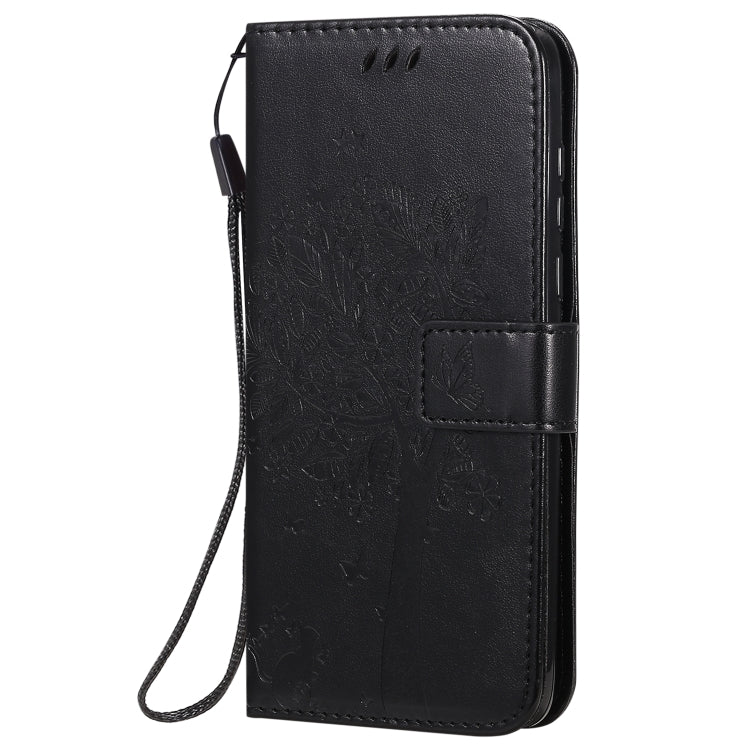 For Motorola Moto G8 Power Tree & Cat Embossed Pattern Horizontal Flip Leather Case with Holder & Card Slots & Wallet & Lanyard