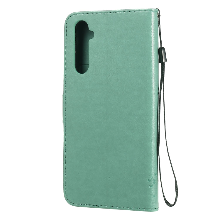 For OPPO Realme 6 Tree & Cat Embossed Pattern Horizontal Flip Leather Case with Holder & Card Slots & Wallet & Lanyard