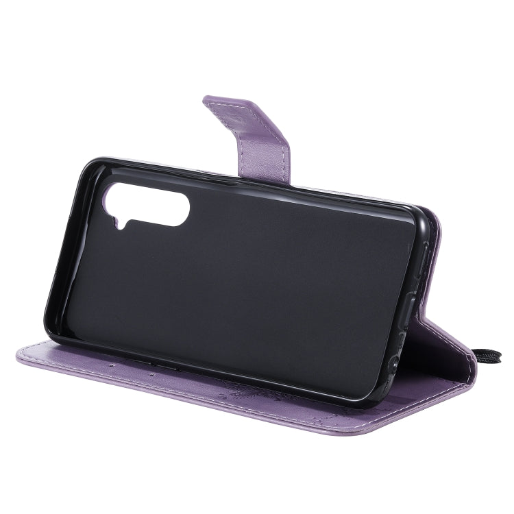 For OPPO Realme 6 Tree & Cat Embossed Pattern Horizontal Flip Leather Case with Holder & Card Slots & Wallet & Lanyard