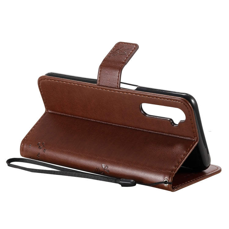 For OPPO Realme 6 Tree & Cat Embossed Pattern Horizontal Flip Leather Case with Holder & Card Slots & Wallet & Lanyard