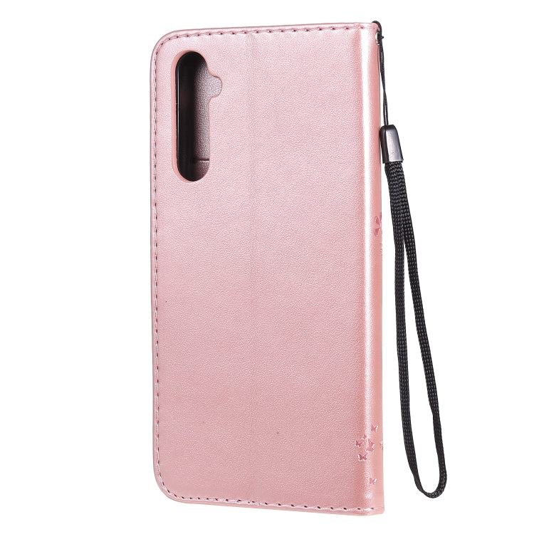 For OPPO Realme 6 Tree & Cat Embossed Pattern Horizontal Flip Leather Case with Holder & Card Slots & Wallet & Lanyard