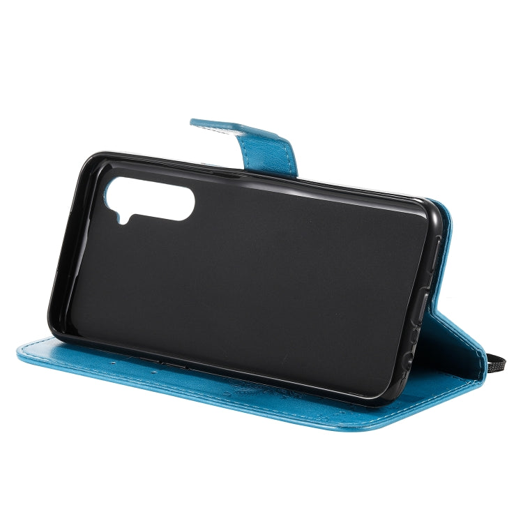 For OPPO Realme 6 Tree & Cat Embossed Pattern Horizontal Flip Leather Case with Holder & Card Slots & Wallet & Lanyard