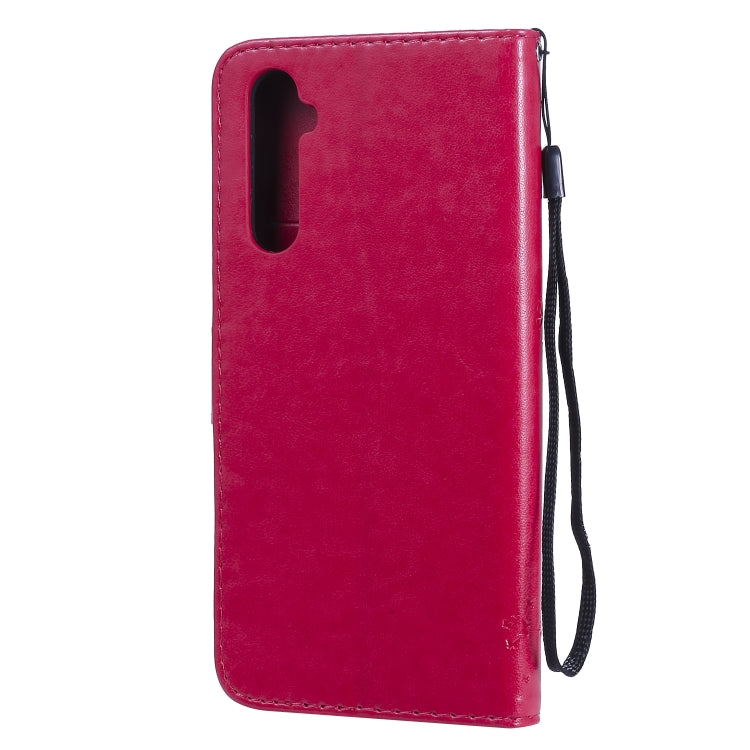 For OPPO Realme 6 Tree & Cat Embossed Pattern Horizontal Flip Leather Case with Holder & Card Slots & Wallet & Lanyard