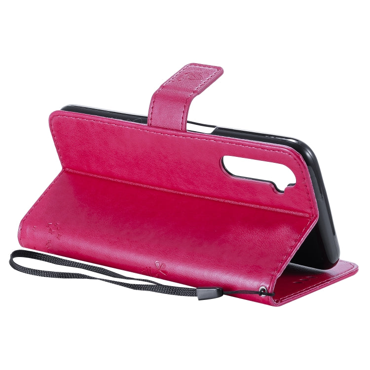 For OPPO Realme 6 Tree & Cat Embossed Pattern Horizontal Flip Leather Case with Holder & Card Slots & Wallet & Lanyard