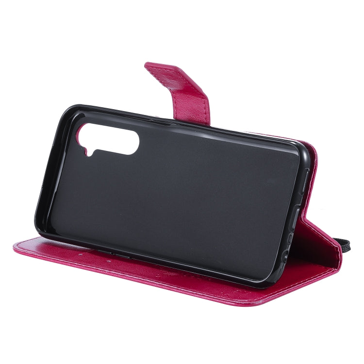 For OPPO Realme 6 Tree & Cat Embossed Pattern Horizontal Flip Leather Case with Holder & Card Slots & Wallet & Lanyard