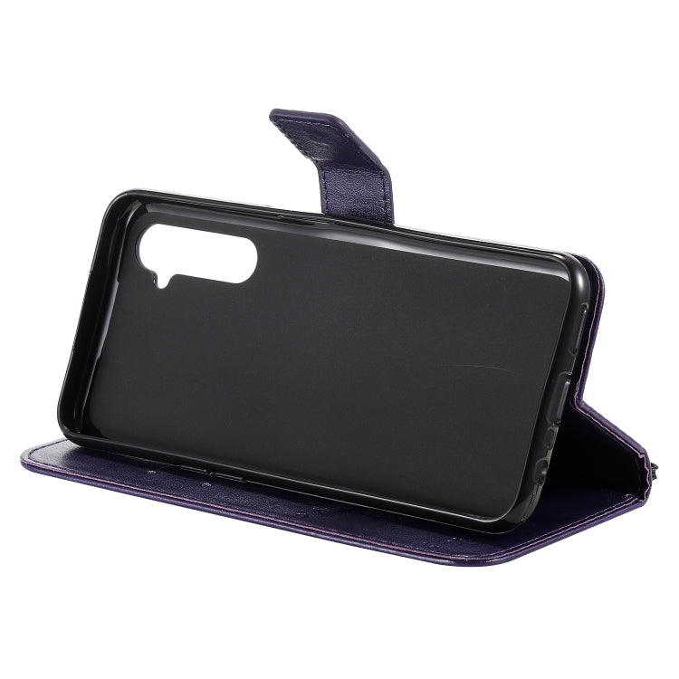 For OPPO Realme 6 Tree & Cat Embossed Pattern Horizontal Flip Leather Case with Holder & Card Slots & Wallet & Lanyard