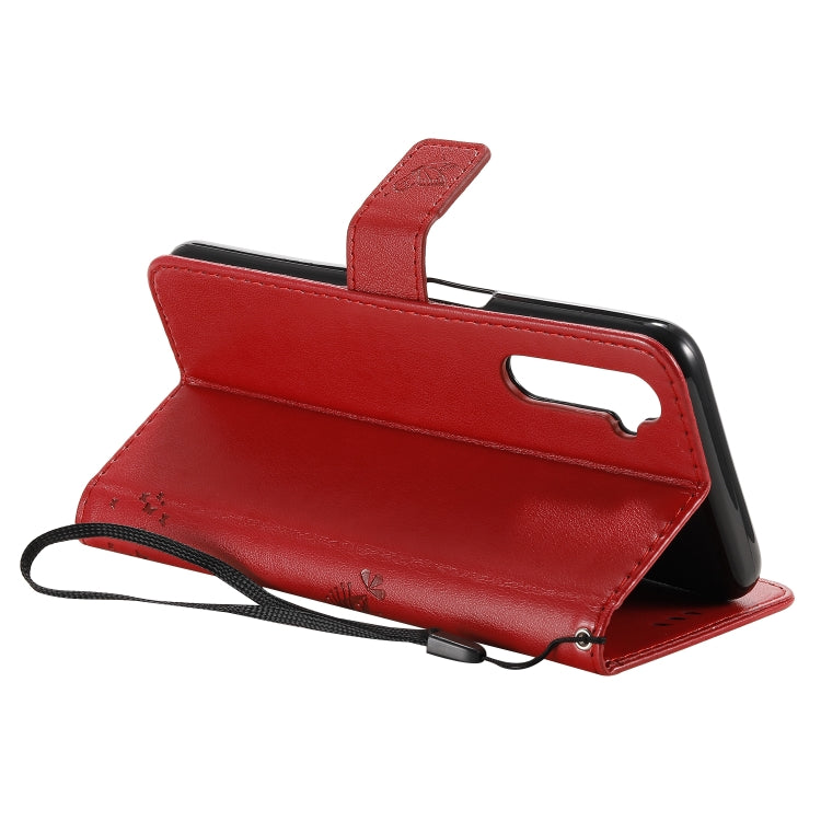 For OPPO Realme 6 Tree & Cat Embossed Pattern Horizontal Flip Leather Case with Holder & Card Slots & Wallet & Lanyard