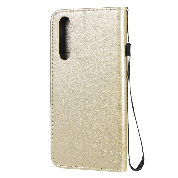 For OPPO Realme 6 Tree & Cat Embossed Pattern Horizontal Flip Leather Case with Holder & Card Slots & Wallet & Lanyard