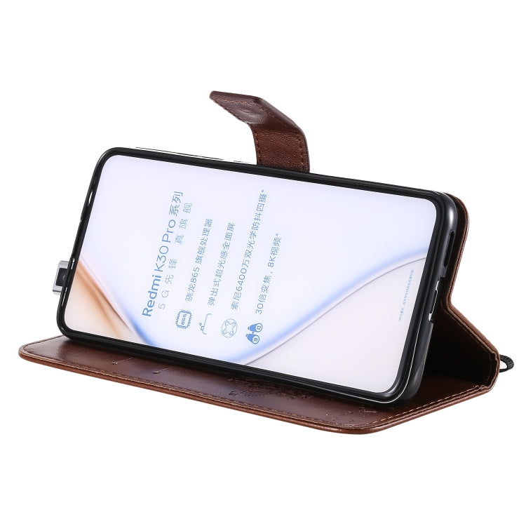 For Xiaomi Redmi K30 Pro Tree & Cat Embossed Pattern Horizontal Flip Leather Case with Holder & Card Slots & Wallet & Lanyard