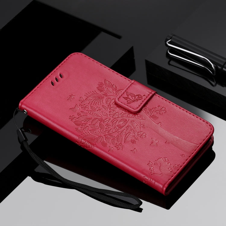 For Xiaomi Redmi Note 9 Pro Tree & Cat Embossed Pattern Horizontal Flip Leather Case with Holder & Card Slots & Wallet & Lanyard