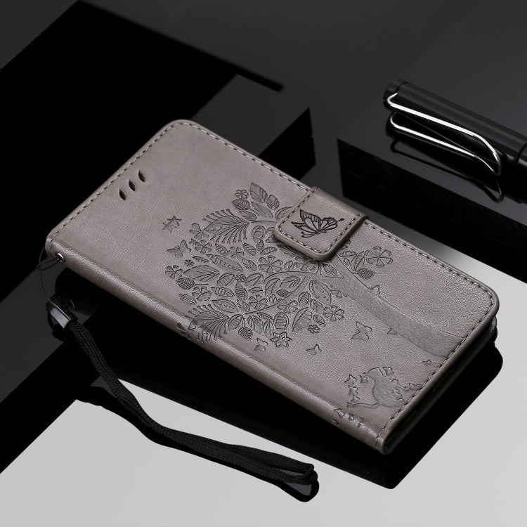 For Xiaomi Redmi Note 9 Tree & Cat Embossed Pattern Horizontal Flip Leather Case with Holder & Card Slots & Wallet & Lanyard