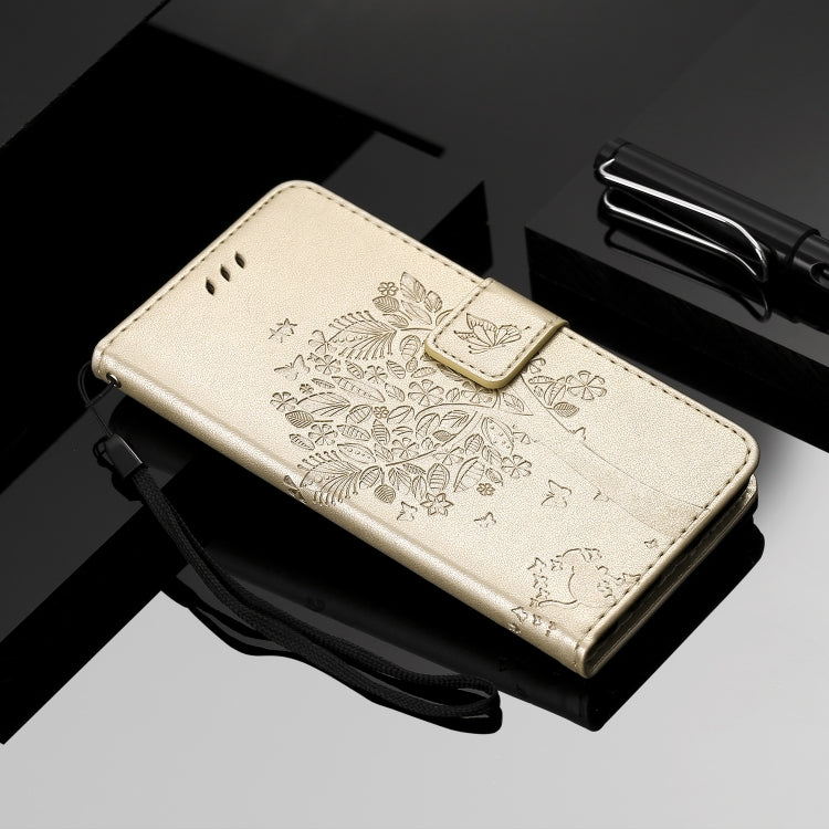 For Xiaomi Redmi Note 9 Tree & Cat Embossed Pattern Horizontal Flip Leather Case with Holder & Card Slots & Wallet & Lanyard