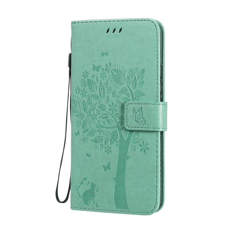 For Huawei Nova 7 Pro Tree & Cat Embossed Pattern Horizontal Flip Leather Case with Holder & Card Slots & Wallet & Lanyard