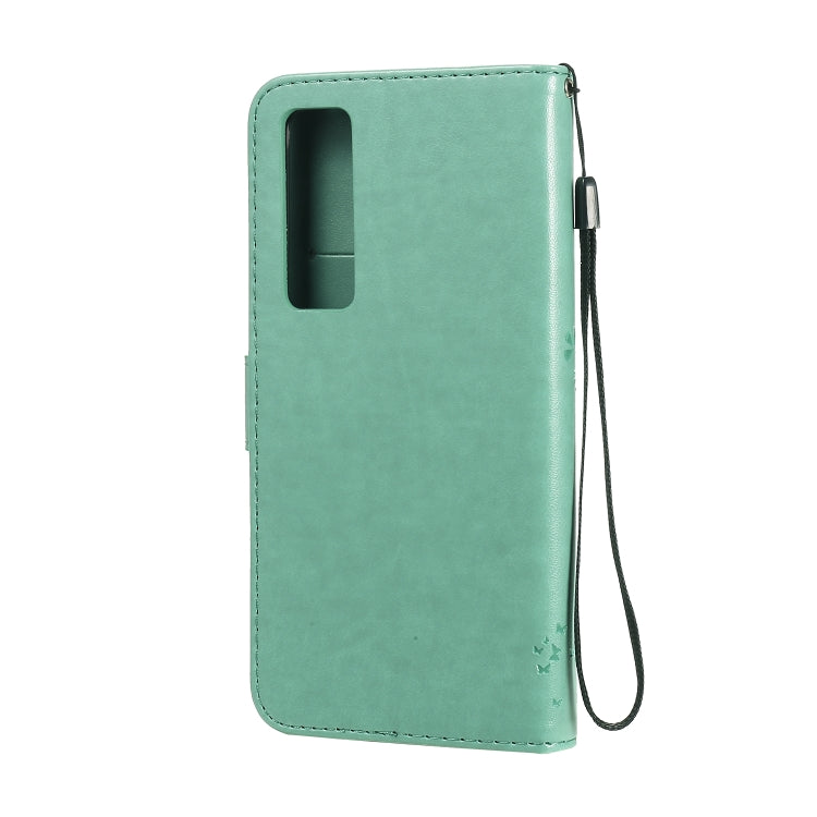 For Huawei Nova 7 Pro Tree & Cat Embossed Pattern Horizontal Flip Leather Case with Holder & Card Slots & Wallet & Lanyard