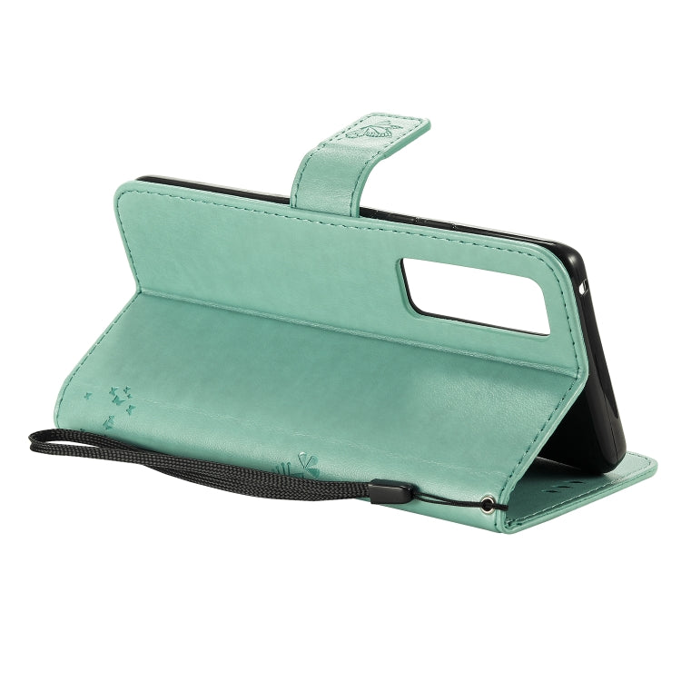 For Huawei Nova 7 Pro Tree & Cat Embossed Pattern Horizontal Flip Leather Case with Holder & Card Slots & Wallet & Lanyard