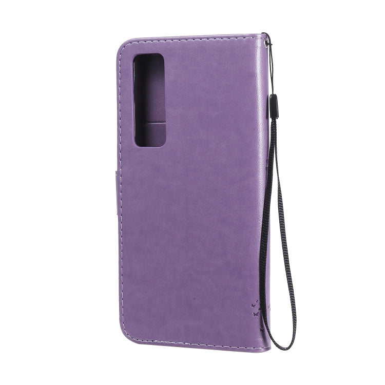 For Huawei Nova 7 Pro Tree & Cat Embossed Pattern Horizontal Flip Leather Case with Holder & Card Slots & Wallet & Lanyard