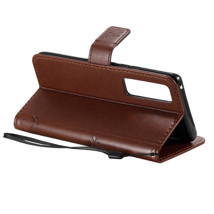 For Huawei Nova 7 Pro Tree & Cat Embossed Pattern Horizontal Flip Leather Case with Holder & Card Slots & Wallet & Lanyard