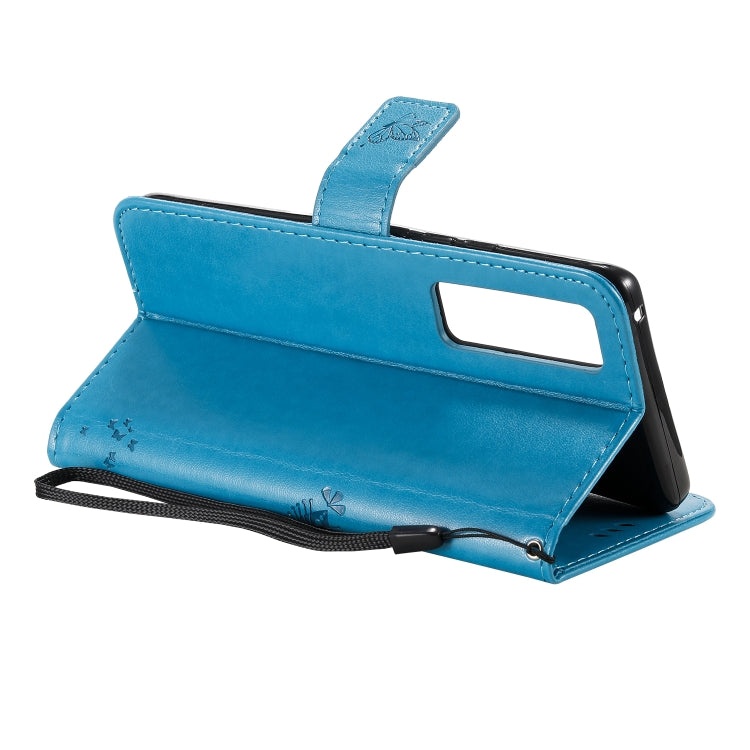 For Huawei Nova 7 Pro Tree & Cat Embossed Pattern Horizontal Flip Leather Case with Holder & Card Slots & Wallet & Lanyard