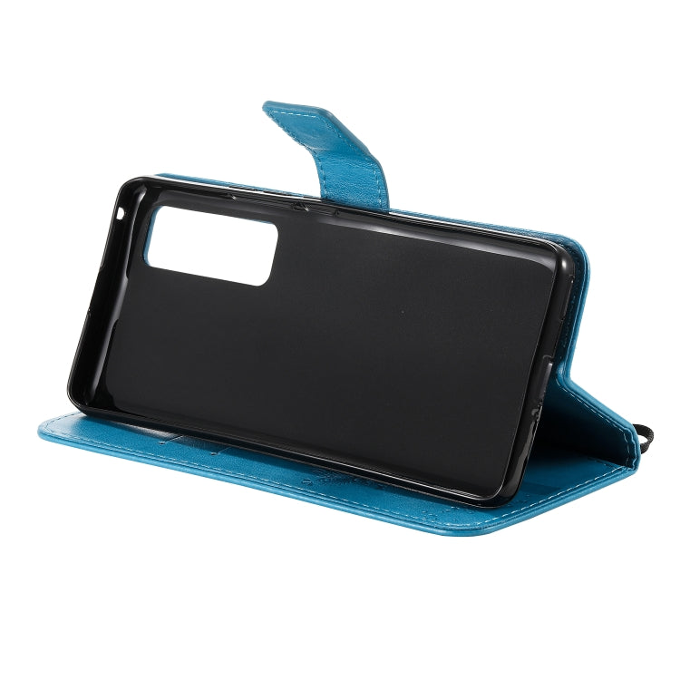 For Huawei Nova 7 Pro Tree & Cat Embossed Pattern Horizontal Flip Leather Case with Holder & Card Slots & Wallet & Lanyard