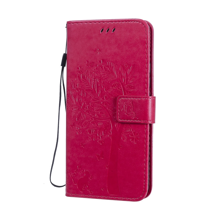 For Huawei Nova 7 Pro Tree & Cat Embossed Pattern Horizontal Flip Leather Case with Holder & Card Slots & Wallet & Lanyard