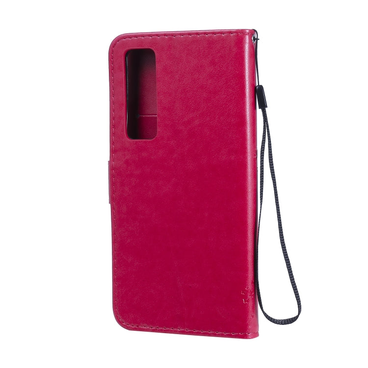 For Huawei Nova 7 Pro Tree & Cat Embossed Pattern Horizontal Flip Leather Case with Holder & Card Slots & Wallet & Lanyard