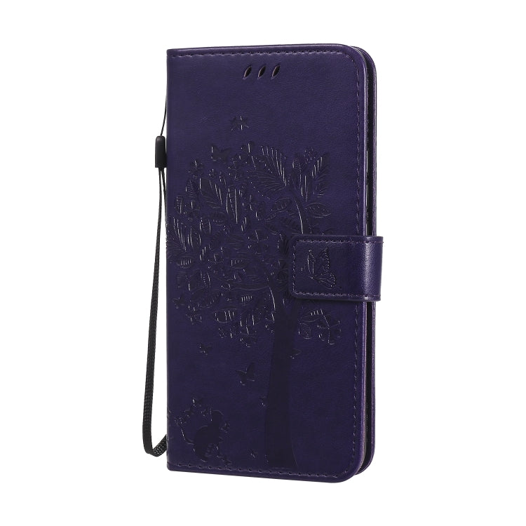 For Huawei Nova 7 Pro Tree & Cat Embossed Pattern Horizontal Flip Leather Case with Holder & Card Slots & Wallet & Lanyard