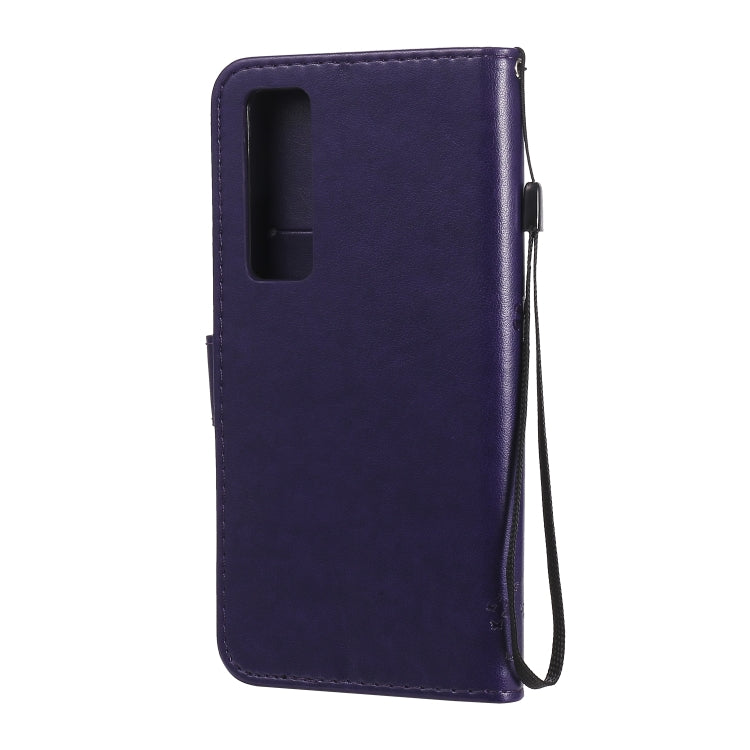 For Huawei Nova 7 Pro Tree & Cat Embossed Pattern Horizontal Flip Leather Case with Holder & Card Slots & Wallet & Lanyard