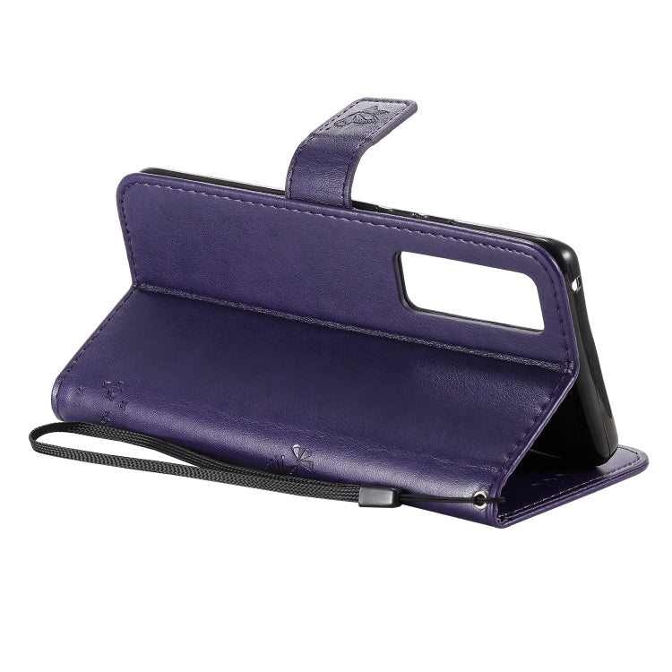 For Huawei Nova 7 Pro Tree & Cat Embossed Pattern Horizontal Flip Leather Case with Holder & Card Slots & Wallet & Lanyard