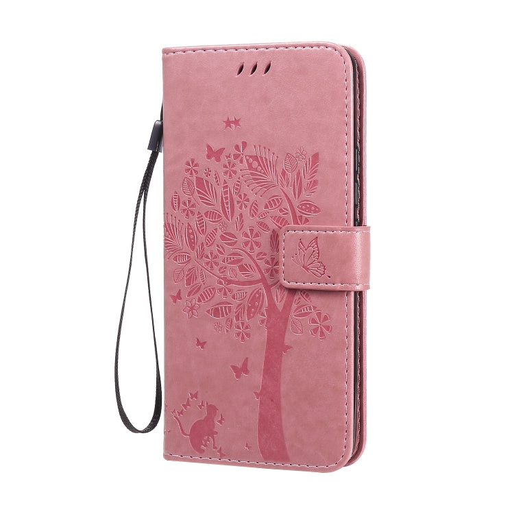 For Huawei Nova 7 Pro Tree & Cat Embossed Pattern Horizontal Flip Leather Case with Holder & Card Slots & Wallet & Lanyard