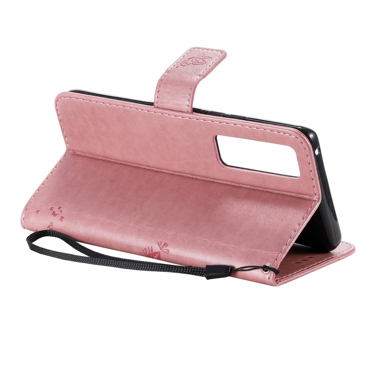 For Huawei Nova 7 Pro Tree & Cat Embossed Pattern Horizontal Flip Leather Case with Holder & Card Slots & Wallet & Lanyard