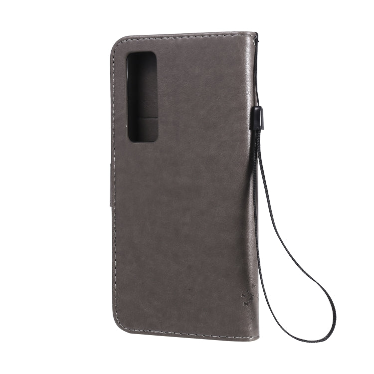 For Huawei Nova 7 Pro Tree & Cat Embossed Pattern Horizontal Flip Leather Case with Holder & Card Slots & Wallet & Lanyard