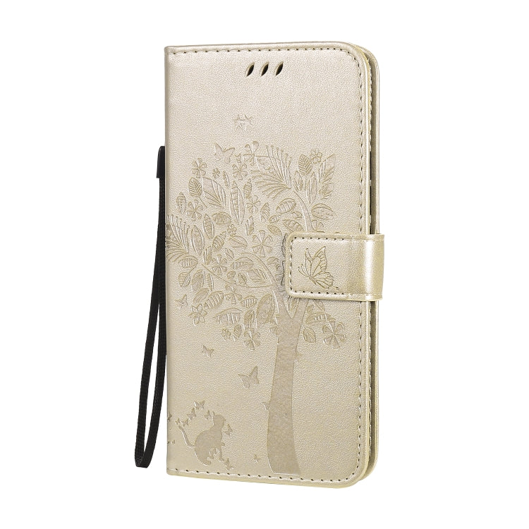 For Huawei Nova 7 Pro Tree & Cat Embossed Pattern Horizontal Flip Leather Case with Holder & Card Slots & Wallet & Lanyard