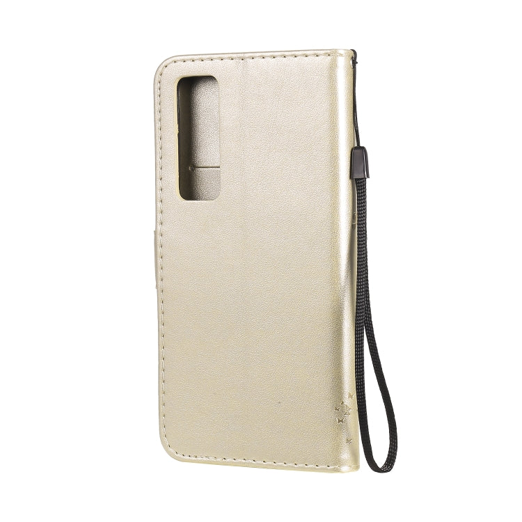 For Huawei Nova 7 Pro Tree & Cat Embossed Pattern Horizontal Flip Leather Case with Holder & Card Slots & Wallet & Lanyard