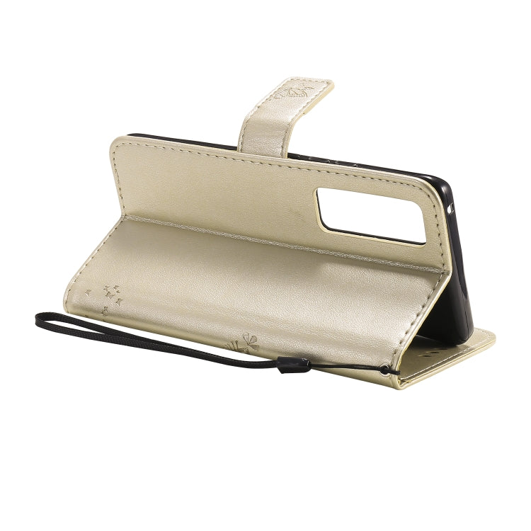 For Huawei Nova 7 Pro Tree & Cat Embossed Pattern Horizontal Flip Leather Case with Holder & Card Slots & Wallet & Lanyard