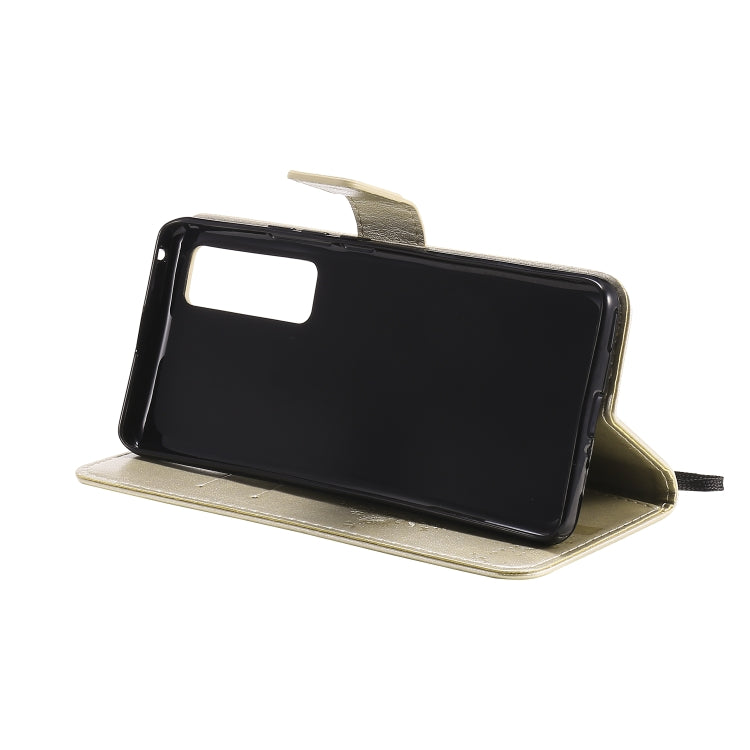 For Huawei Nova 7 Pro Tree & Cat Embossed Pattern Horizontal Flip Leather Case with Holder & Card Slots & Wallet & Lanyard