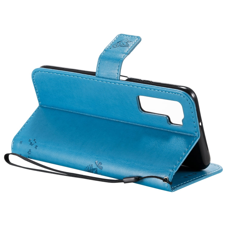 For Huawei Nova 7 SE Tree & Cat Embossed Pattern Horizontal Flip Leather Case with Holder & Card Slots & Wallet & Lanyard