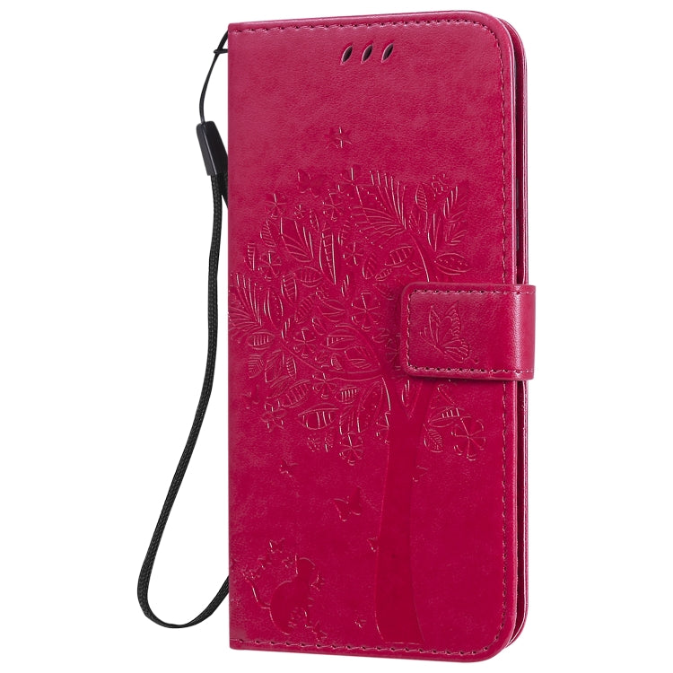 For Huawei Nova 7 SE Tree & Cat Embossed Pattern Horizontal Flip Leather Case with Holder & Card Slots & Wallet & Lanyard