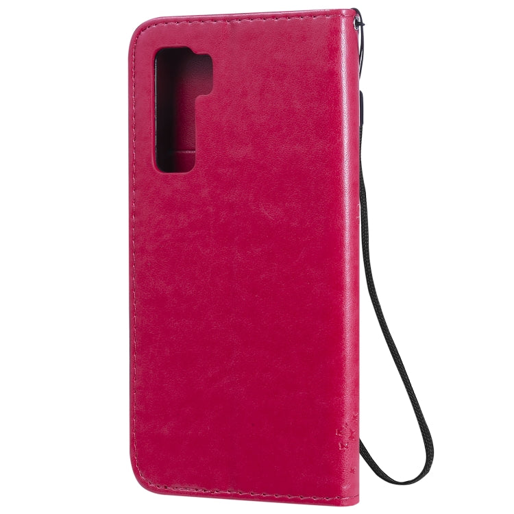 For Huawei Nova 7 SE Tree & Cat Embossed Pattern Horizontal Flip Leather Case with Holder & Card Slots & Wallet & Lanyard