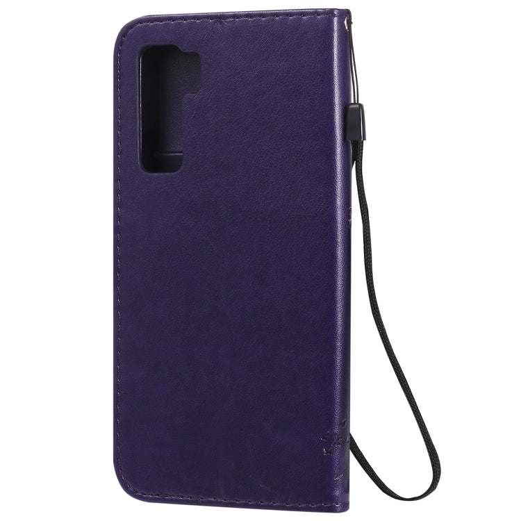 For Huawei Nova 7 SE Tree & Cat Embossed Pattern Horizontal Flip Leather Case with Holder & Card Slots & Wallet & Lanyard