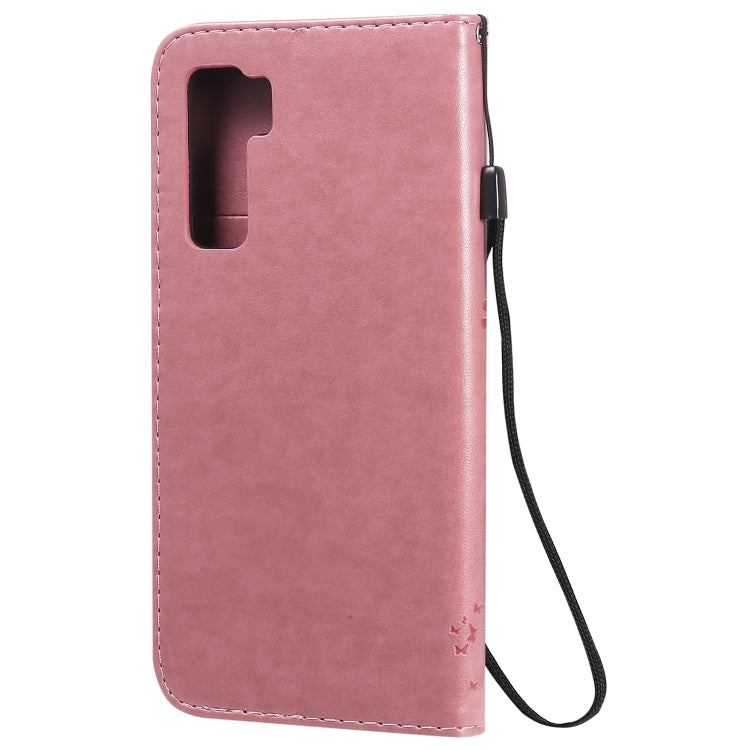 For Huawei Nova 7 SE Tree & Cat Embossed Pattern Horizontal Flip Leather Case with Holder & Card Slots & Wallet & Lanyard